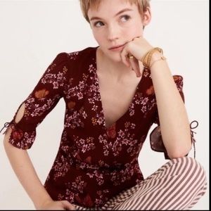 Madewell tie sleeve wrap top in butterfly sanctuary size 6